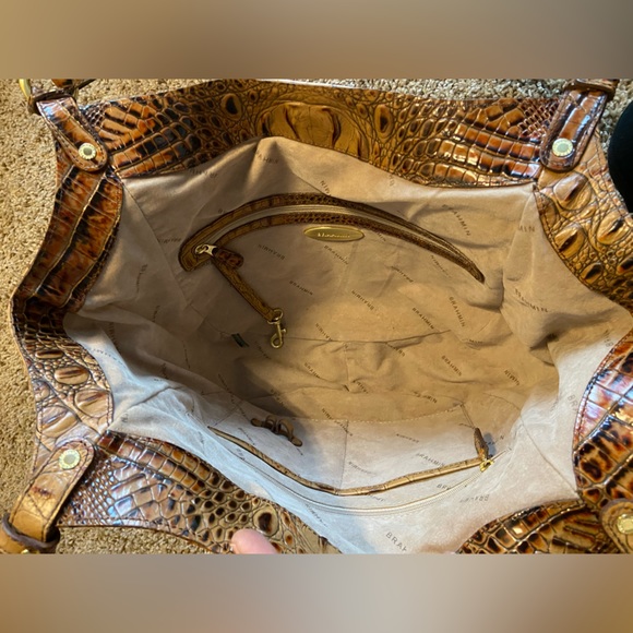 Brahmin Open Top Toasted Melbourne Retro Double Strap Carla Market Tote - Picture 5 of 15